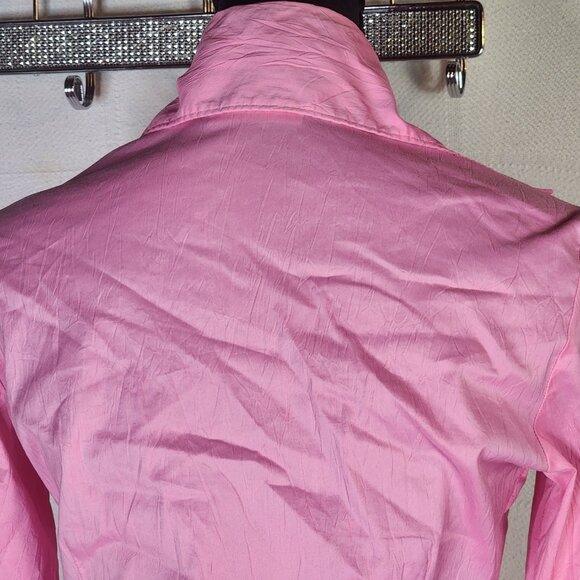 Farinaz Taghavi Pink Imported Cotton Poly Fancy Cuff LS Button Up Dress Top Sz 2 - Picture 13 of 16